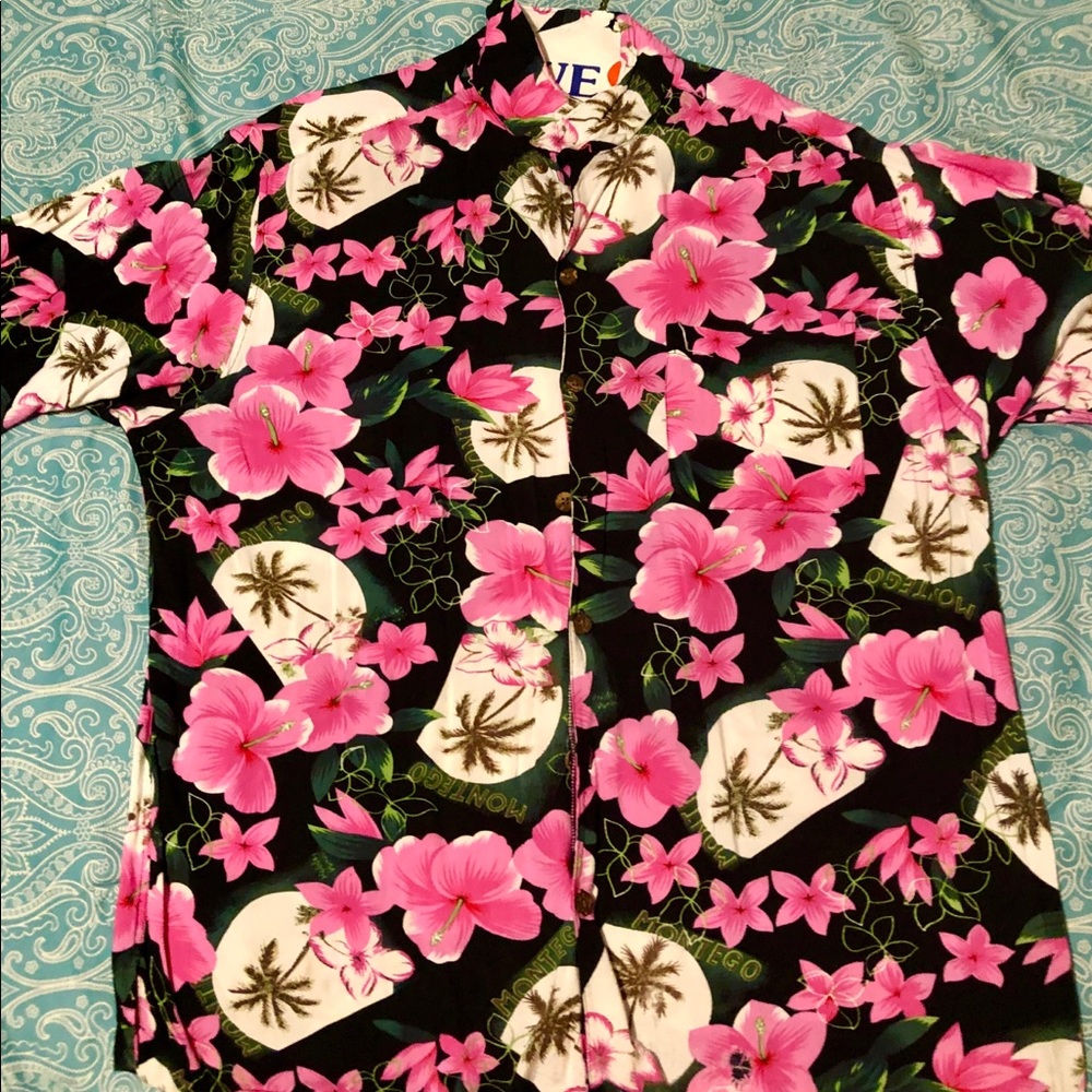 Men’s Hawaiian Pink Flowers Shirt VINTAGE